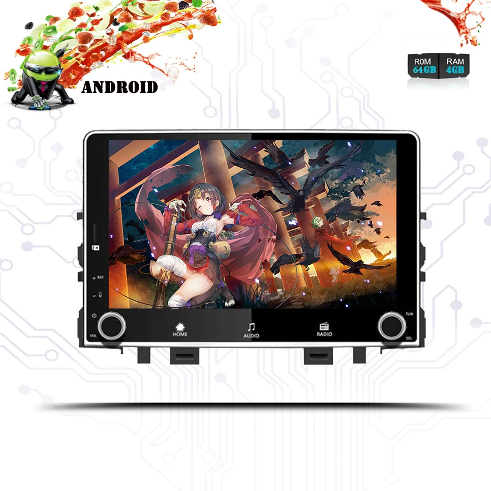 2DIN RAM 4G + 64G Android 10 0 Восьмиядерный 1024*600 для KIA RIO 2017 2018 автомобильный dvd плеер