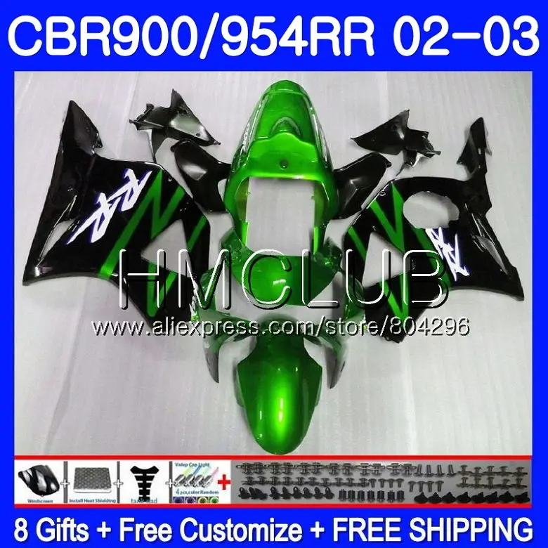 

Body For HONDA CBR900RR CBR 954 RR CBR900 RR CBR954RR 02 03 67HM.6 Green black CBR954 RR CBR 900RR CBR 954RR 2002 2003 Fairing