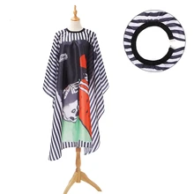 Keren Tengkorak Potongan Rambut Hairdressing Barber Kain Hitam Chambray Celemek Poliester Styling Rambut Desain Perlengkapan Salon Tukang Cukur Gaun(China)