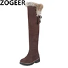 Hot Women Warm Snow Boots 2022 Autumn Winter Ladies Suede Fashion Low heels Warm Fur Plush Women Shoes Knee High Boots Brand ► Photo 1/6