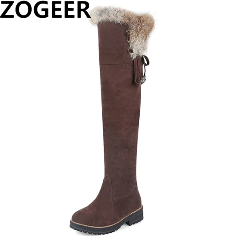 

Hot Women Warm Snow Boots 2019 Autumn Winter Ladies Suede Fashion Low heels Warm Fur Plush Women Shoes Knee High Boots Brand