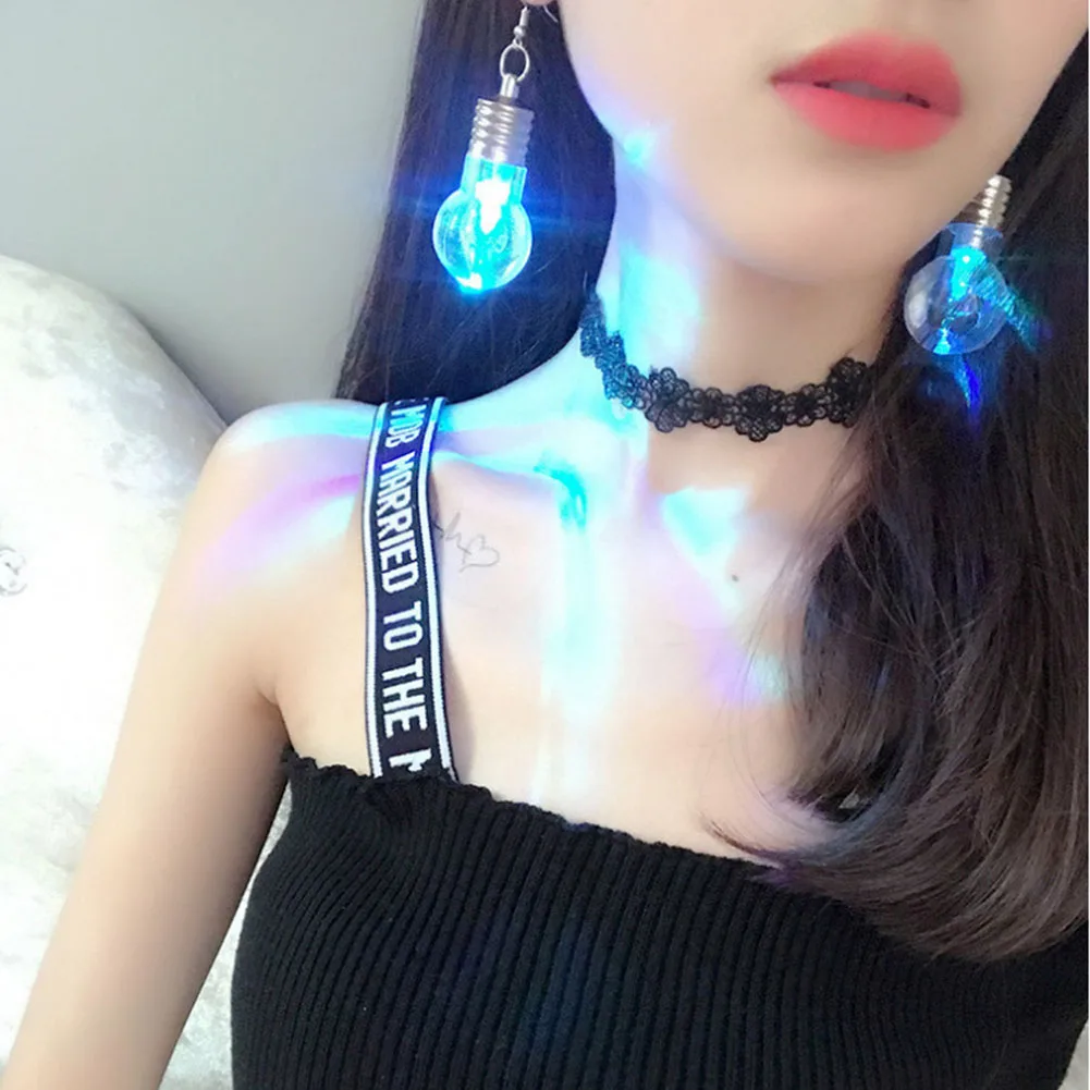 

1 Pair Flash Earrings LED Intermittent Flashing Colorful Light Bulb Earrings Dance Party Supplies For Women