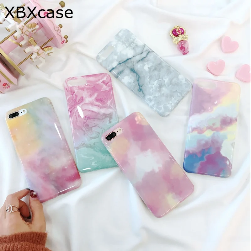 

XBXcase Candy Color Abstract Graffiti Art Phone Case for iPhone 6 6s 6Plus 7 8 Plus X XS Marble Soft TPU Rubber Silicone Cover