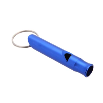 

1pcs Mini Emergency Outdoor Hiking Camping Aluminum Survival Whistle with Keychain Blue