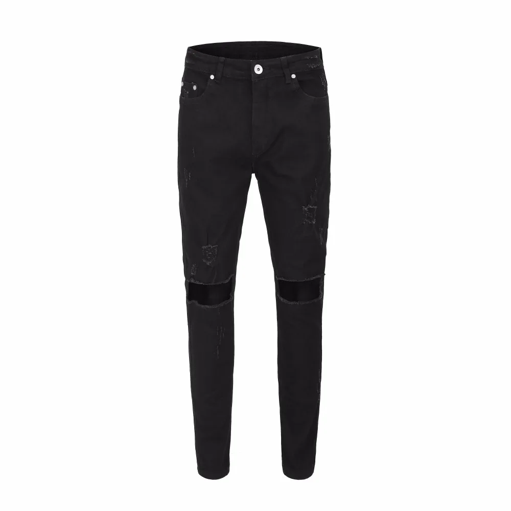 

QoolXCWear Men Denim Jeans Justin Bieber Kanye West Hip Hop Destroyed Skinny Hole Pants Vintage Ripped Straight Jeans