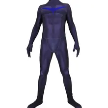 Для взрослых для мужчин дети мальчик костюм Nightwing комбинезон Хэллоуин Аниме Кино костюм супергероя, зентай боди костюм