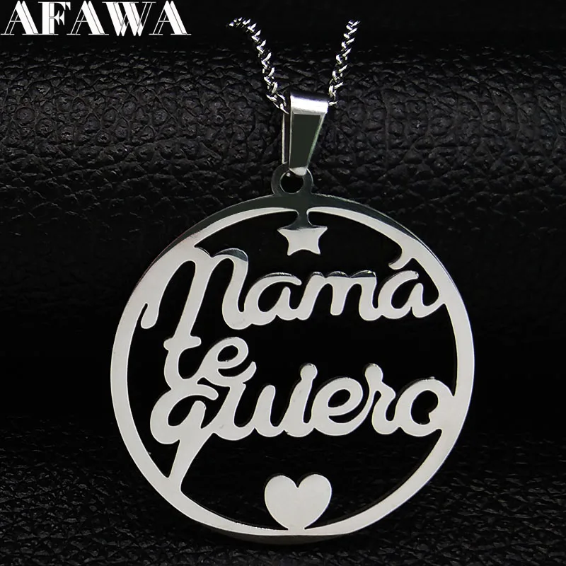 

2019 Mama Te Quiero Stainless Steel Necklaces Women Silver Color Chokers Necklace Jewerly collar acero inoxidable mujer N18952