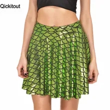 Qickitout юбки 12 цветов американская одежда русалка юбка с чешуей Высокая талия мяч плиссированная юбка Saias Femininas