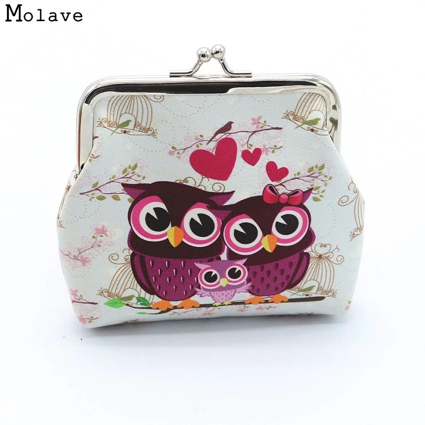 

Naivety New Women Retro Owl Printing Wallet Lady Cute Mini Hasp Coin Purse Clutch Bag AUG11 drop shipping