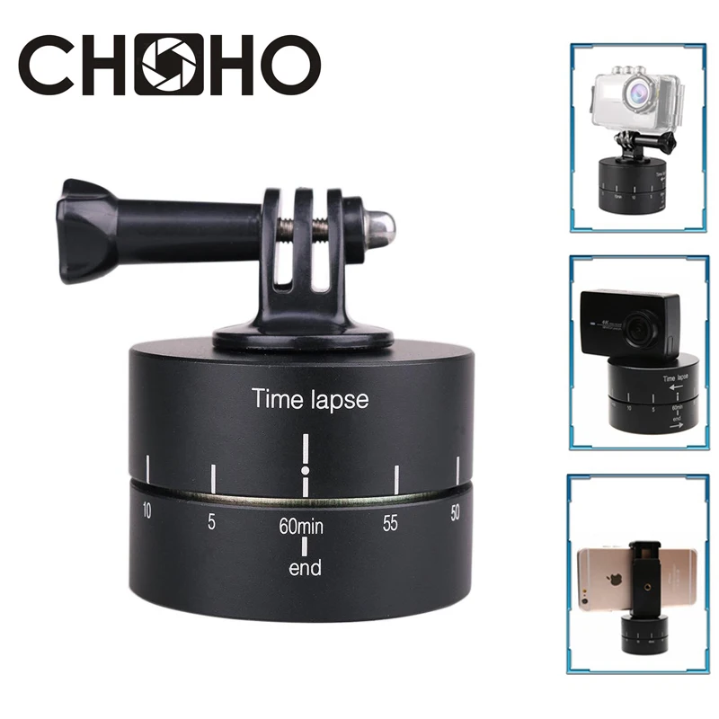 

Time Lapse Stabilizer Photography Aluminum Panning 360 Degrees Rotating 60 Min Yuntai for GoPro Hero 11 10 9 Xiaomi DSLR Phone