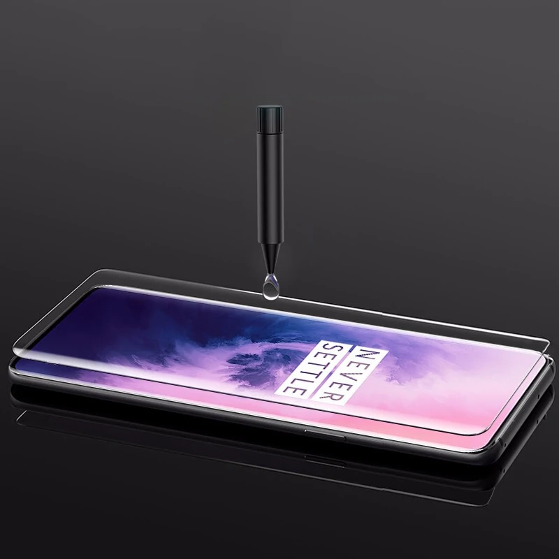 EXUNTON УФ жидкий протектор экрана для Oneplus 7 Pro 3D полное покрытие закаленное стекло для One Plus 7 профессиональная защитная пленка