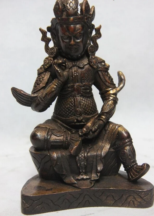 

150401 S0866 Tibet Buddha Temple Copper Bronze Yellow Jambhala God of wealth Buddha Statue