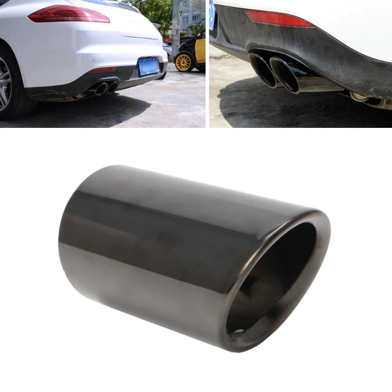 2x Silver Car Stainless Steel Exhaust Tip Muffler Pipe Cover Trim For Audi A4 Q5