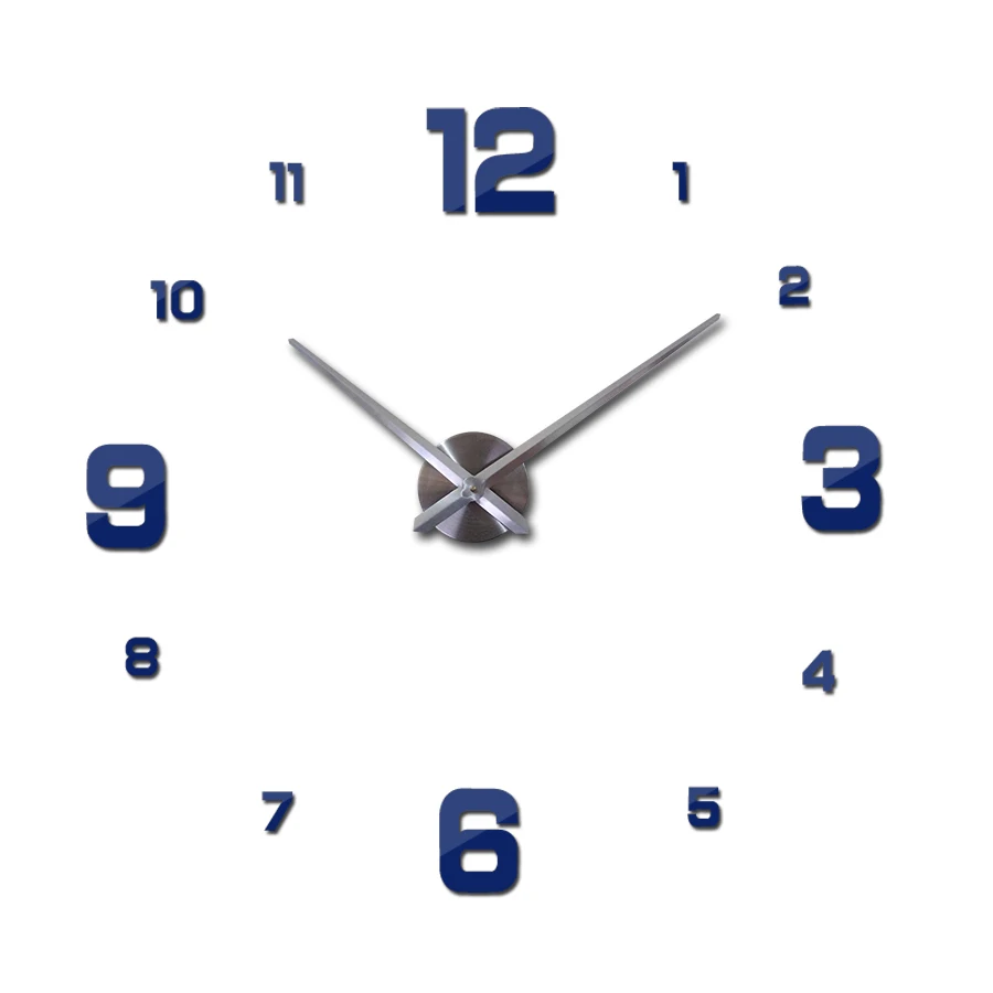 Новая мода diy акриловые зеркальные настенные часы Европа 3d большие кварцевые часы натюрморт часы гостиная украшения дома наклейки - Цвет: Deep Blue