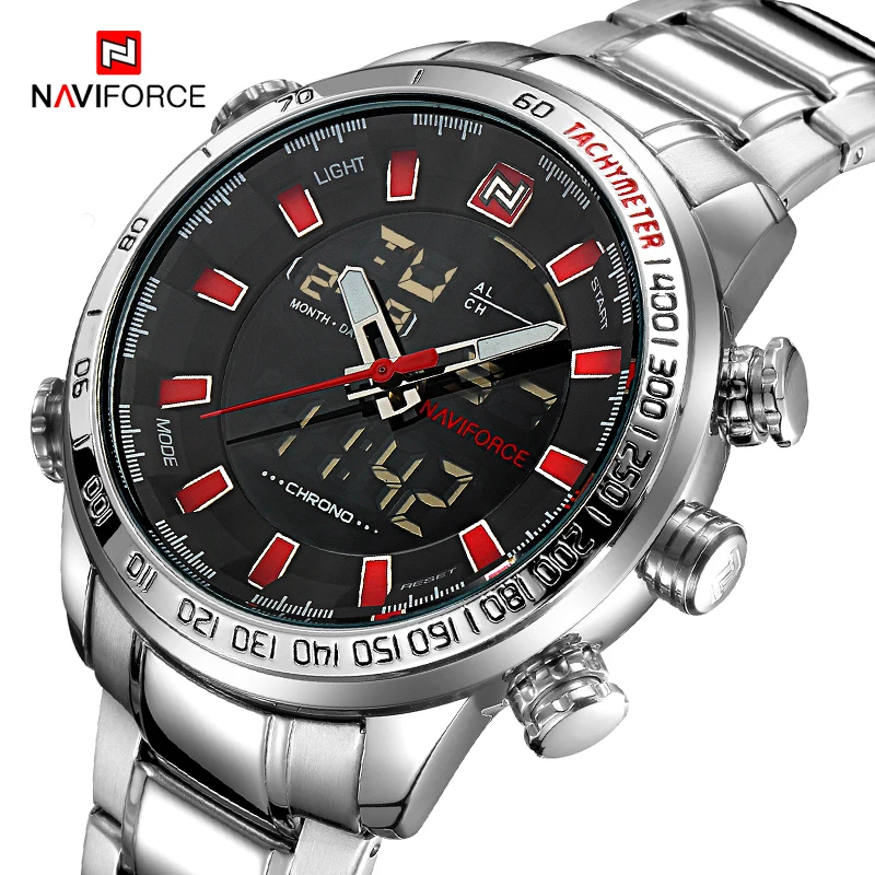 Часы NAVIFORCE мужские армейские модные спортивные со стальным ремешком