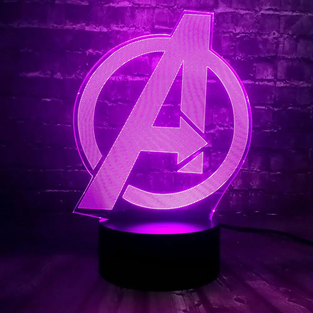 Креативный Marvel 7 видов цветов USB Батарея заряд энергии супер герой реквизит Капитан Америка щит светодиодный декор комнаты Настроение Ночной светильник детский подарок