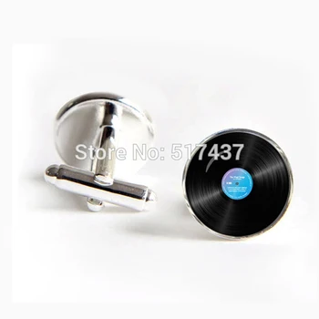 

1Pair New Fashion Round Cufflinks Music Cufflinks Vinyl Disc Cufflink Gold Cuff Link Mens