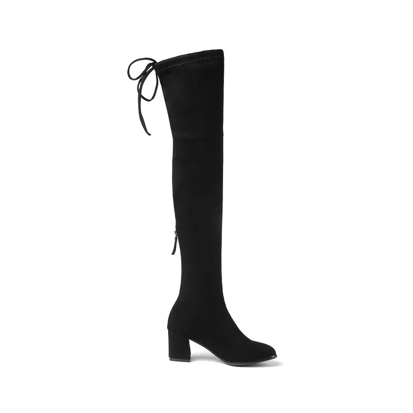 QUTAA Women Over The Knee High Shoes Platform Zipper All Match Square High Heel Sexy Winter Boots Women Boots Size 34-43