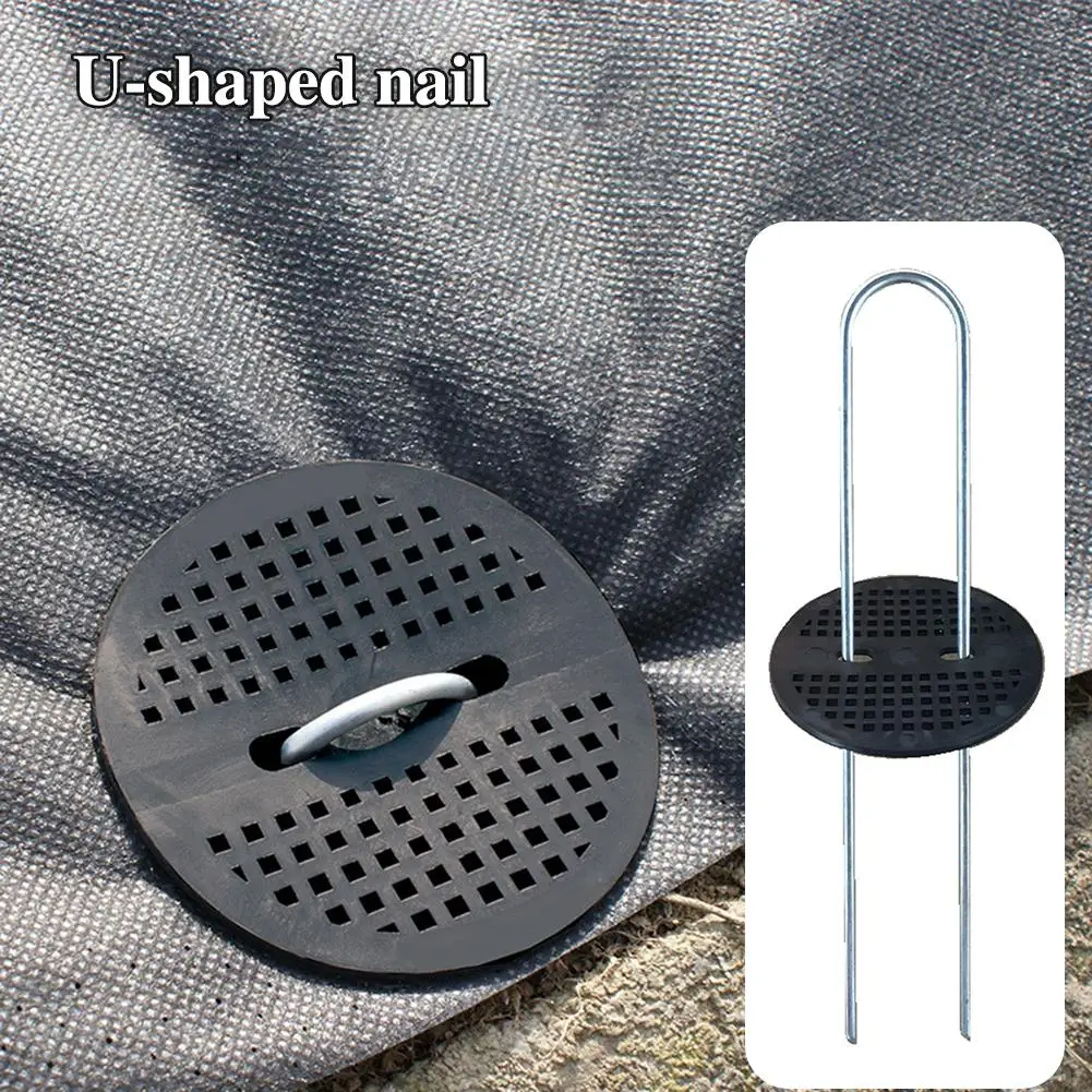 Garden Staples Plastic Landscape Lawn U Shaped Pin with Plastic Gasket for Anchoring Landscaping Ground Covering Weed Barrier