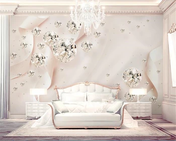 

beibehang wall papers home decor Custom beautiful pink ribbon crystal ball 3D jewelry wallpaper background wall papel de parede