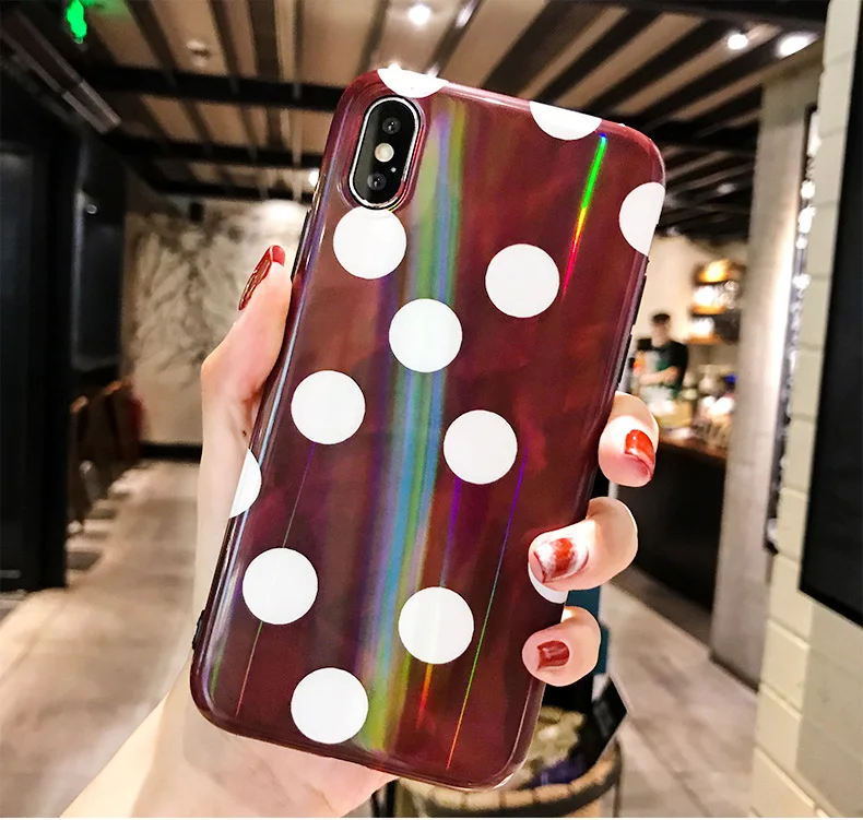 Чехол для телефона с лазерным блеском в горошек iPhone 8 чехол 6s Plus XS X 6 7 2020