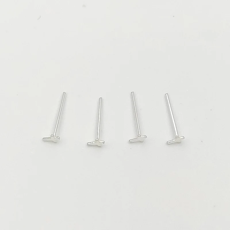 REAL 925 STERLING SILVER CROSS KISS STRAIGHT END BENDABLE PIN NOSE PIERCING STUD 