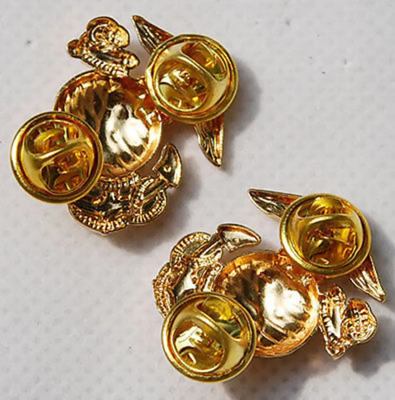 Pair USMC US Marine Corps Marines Emblem Insignia Collar Badge Pin-US206