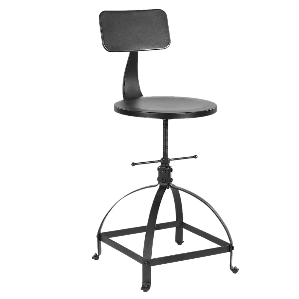 Chair Industrial Chic Metal Round Seat Adjustable Height Bar Stool with Curve Backrest Black Color Adjustable Swivel Bar Stools Chair Industrial Chic Metal Round Seat Adjustable Height Bar Stool with Curve Backrest Black Color Adjustable Swivel Bar Stools
