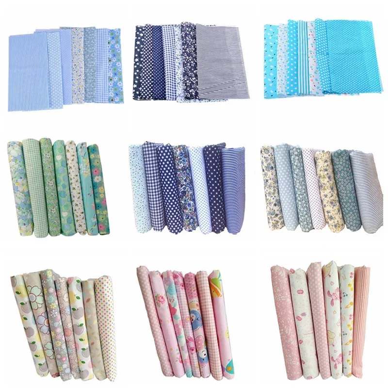 

Hoomall 7PCs Cotton Fabric For Needlework Sewing Flower Series Cloth For Dolls DIY Patchwork Fabrics Soft Felt Tissus 25x25cm