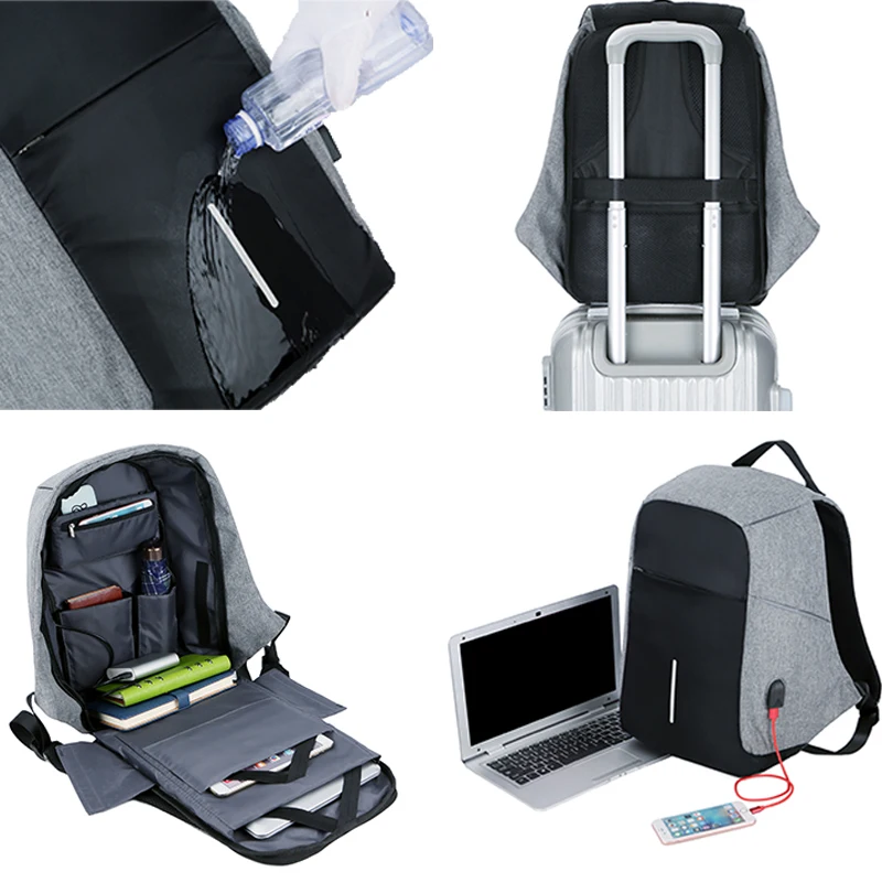 Men Anti theft Backpack USB Charging 15.6 Laptop Backpack Multifunction Waterproof Travel Bagpack w