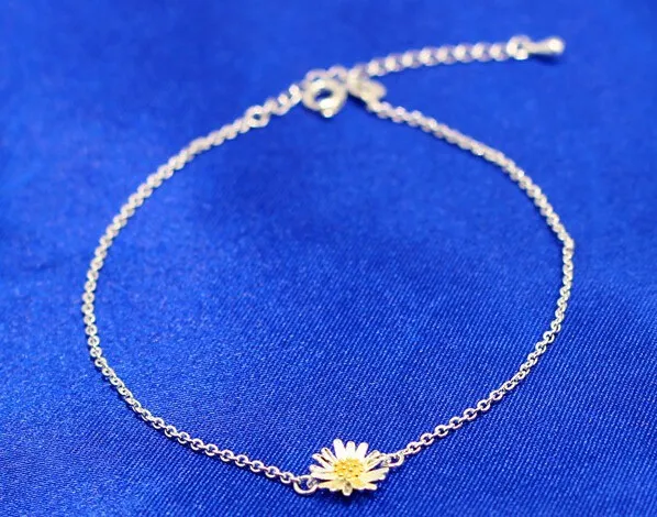Новое поступление высокое качество мода Маргерит цветок 925 стерлингового серебра ladies'anklets ювелирные изделия подарок Прямая для женщин