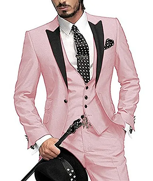 Фирменная новинка, мужские атласные смокинги для жениха с отворотом, мужские костюмы розового и зеленого цвета для шафера, блейзер(пиджак+ брюки+ галстук+ жилет - Цвет: same as picture