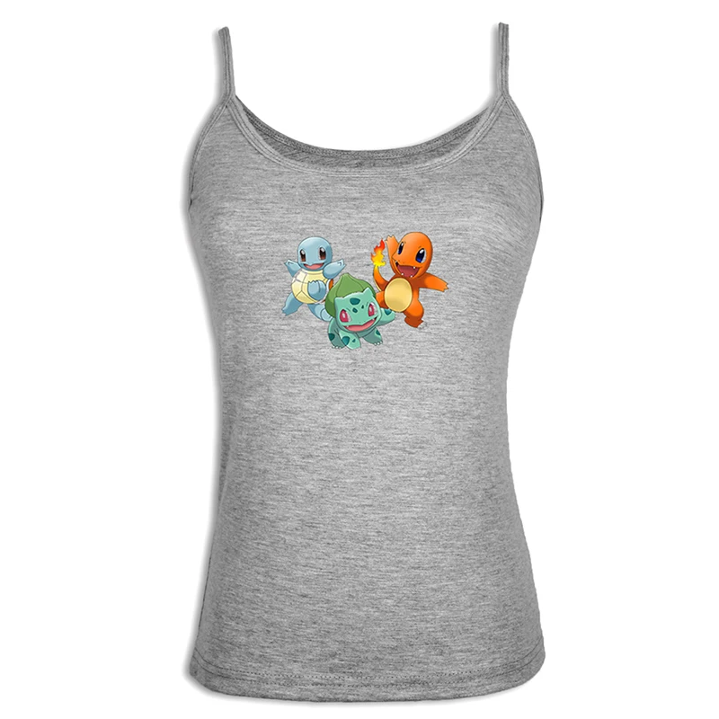 YeSINGLET574G Милый мультяшный Покемон Charmander настенные наклейки Pokeball белая женская Свободная кофта сексуальный жилет с одной спинкой хлопковый жилет Топ - Цвет: YeSINGLET574G