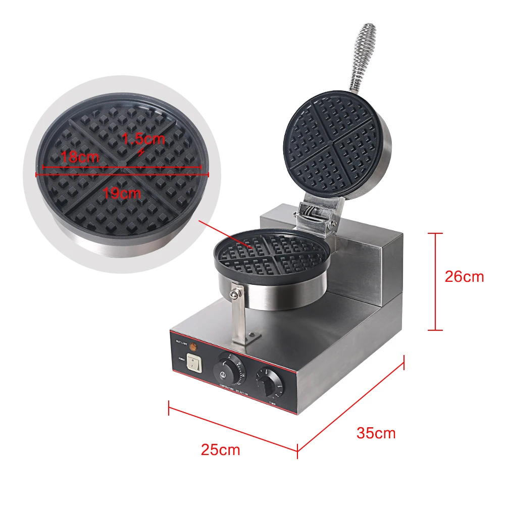 Waffle Maker Stainless Steel Waffle Machine Non-stick Electric Waffle Iron Baker Cake Oven EU/UK/UL/AU Plug 50-300 Degree