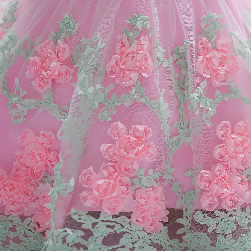 Розничная ; красивые летние вечерние платья принцессы с аппликацией для маленьких девочек; платье с большим бантом для маленьких девочек; платье с цветочным узором для крещения; L1845XZ