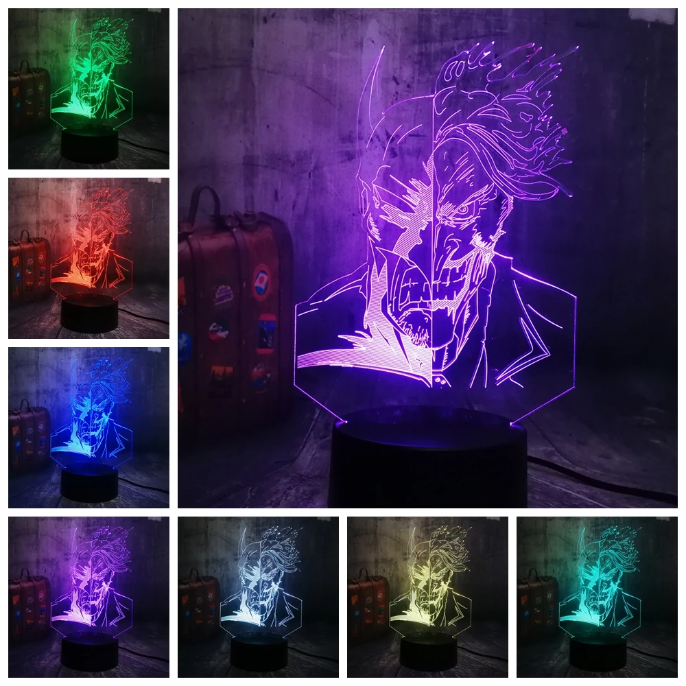  Justice League Two-Face Batman Clown Joker DC Hero 3D RGB LED Night Light USB Table Party Lamp Home - 32991957407
