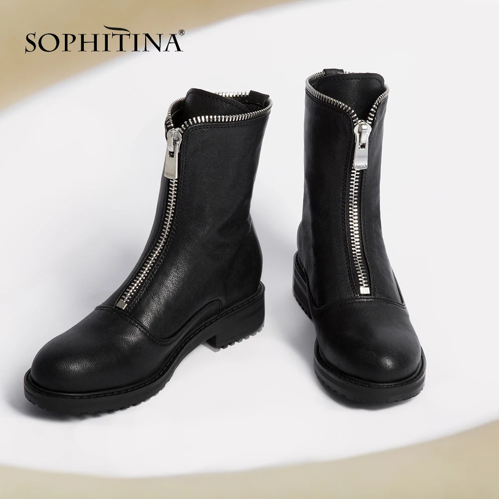 SOPHITINA/женские ботинки с круглым носком Высококачественная модная однотонная
