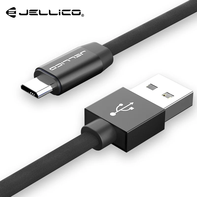 Jellico Micro USB кабель 2.4A Быстрый кабель синхронизации данных и зарядки для samsung huawei Xiaomi LG Andriod Microusb Кабели для мобильных телефонов - Цвет: Black