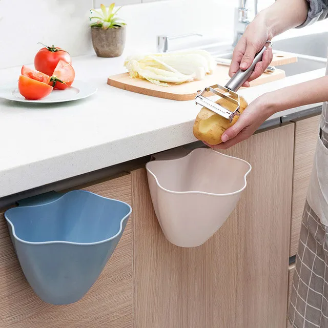 

Kitchen Trash Bin Sundries Storage Box Closet Door Hanging Trash Can Office Garbage Organizer Debris Container Storage Boxes