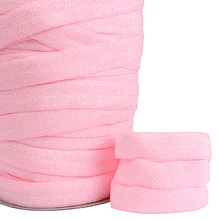 

Hot sale pink glitter thread fold over elastic for girl hair accessories