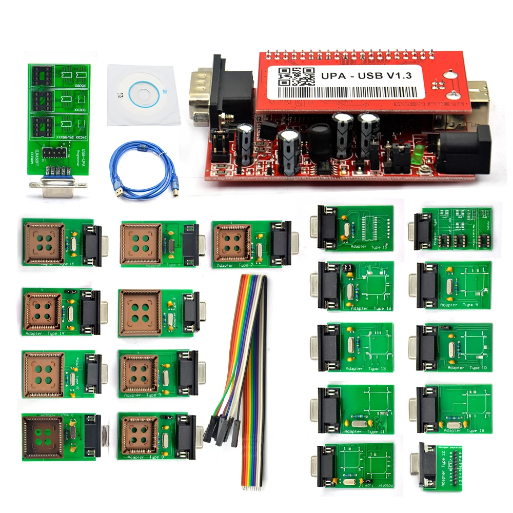 Новое поступление UPA Usb программатор V 1,3 диагностический инструмент UPA-USB автомобиля ECU чип поворот UPA USB V1.3 с полным адаптером