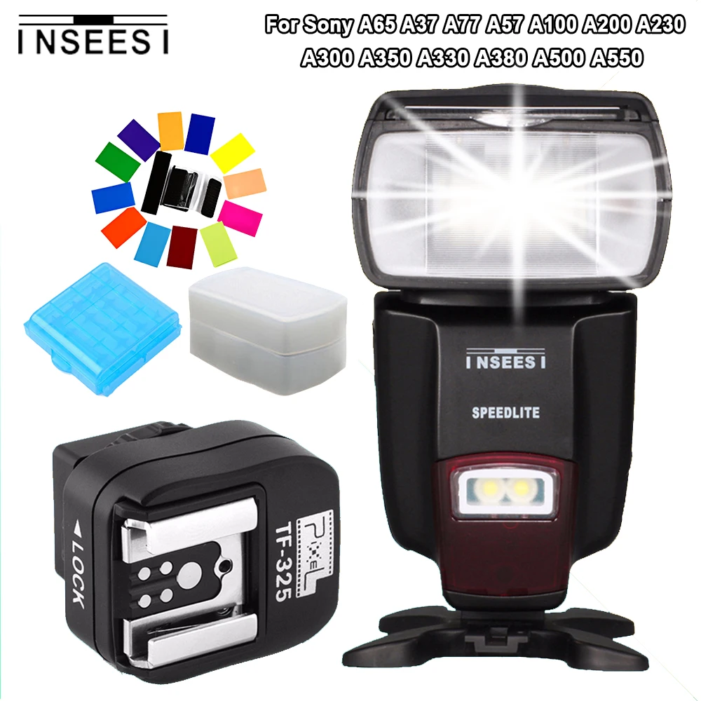 

For Sony A65 A37 A77 A57 A100 A200 A230 A300 A350 A330 A380 A500 A550 IN560IV Flash Speedlite & Pixel TF-325 Hot Shoe Adapter