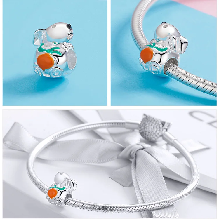 Серебряный S925 fit Pandora браслет Маргаритка Снежинка Единорог Жук бусины кролик 925 DIY Циркон Скелет перо мир руки талисманы