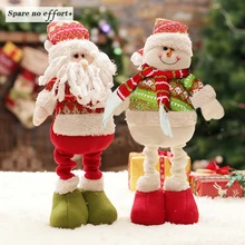 Retractable Christmas Santa Claus Snowman Dolls Standing Navidad Figurine Christmas tree Ornaments Kids Christmas Gifts Toy