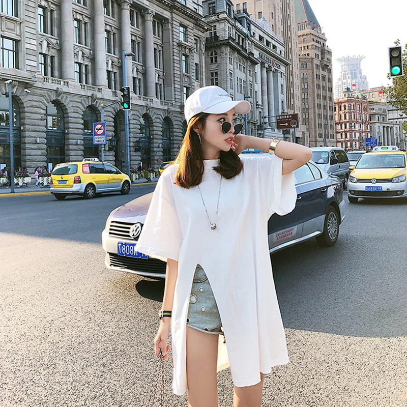 

Cotton short sleeved T-shirt women's clothing 2019 summer New style Korean-style loose-fit versatile student mid-length slimming