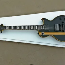 Top Quality GYESP-007 black Color black hardware solid body with yellow stipes rosewood fretboat Electric Guitar, Free shipping