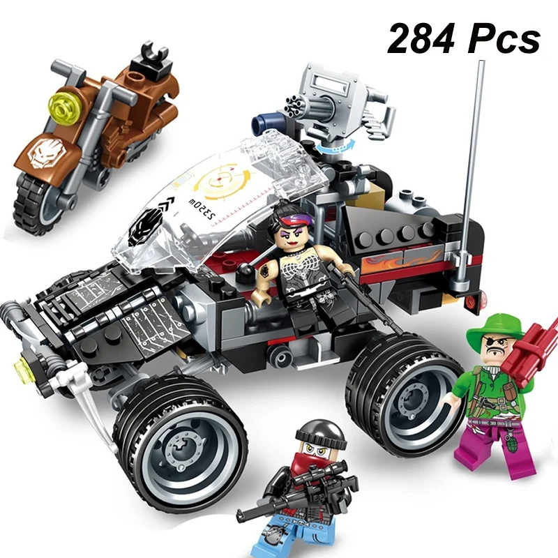 

284Pcs Military SWAT Army Soldiers Vehicles Car Model Building Blocks Compatible Legoings Gold Plan Police Figures Kids Toys