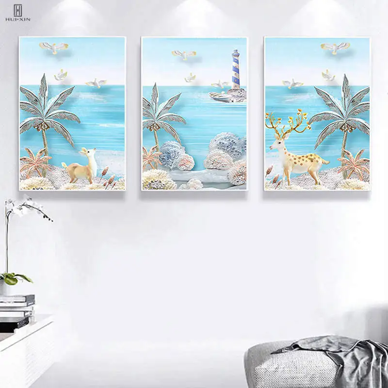 Beautiful Landscape Clear Ocean Trees Starfish Modern Decorative Canvas Posters Canvas Painting Wall Art Print For Home Decor