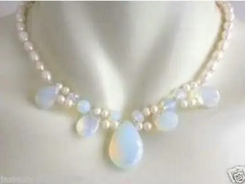 

FREE SHIPPING HOT sell new Style >>>>Jewelry Opal and 7-8mm Pearls Necklace