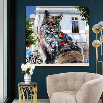 

Animal print painting graffiti dogs poster and print canvas painting garden posters for outside animal poster kids room decor